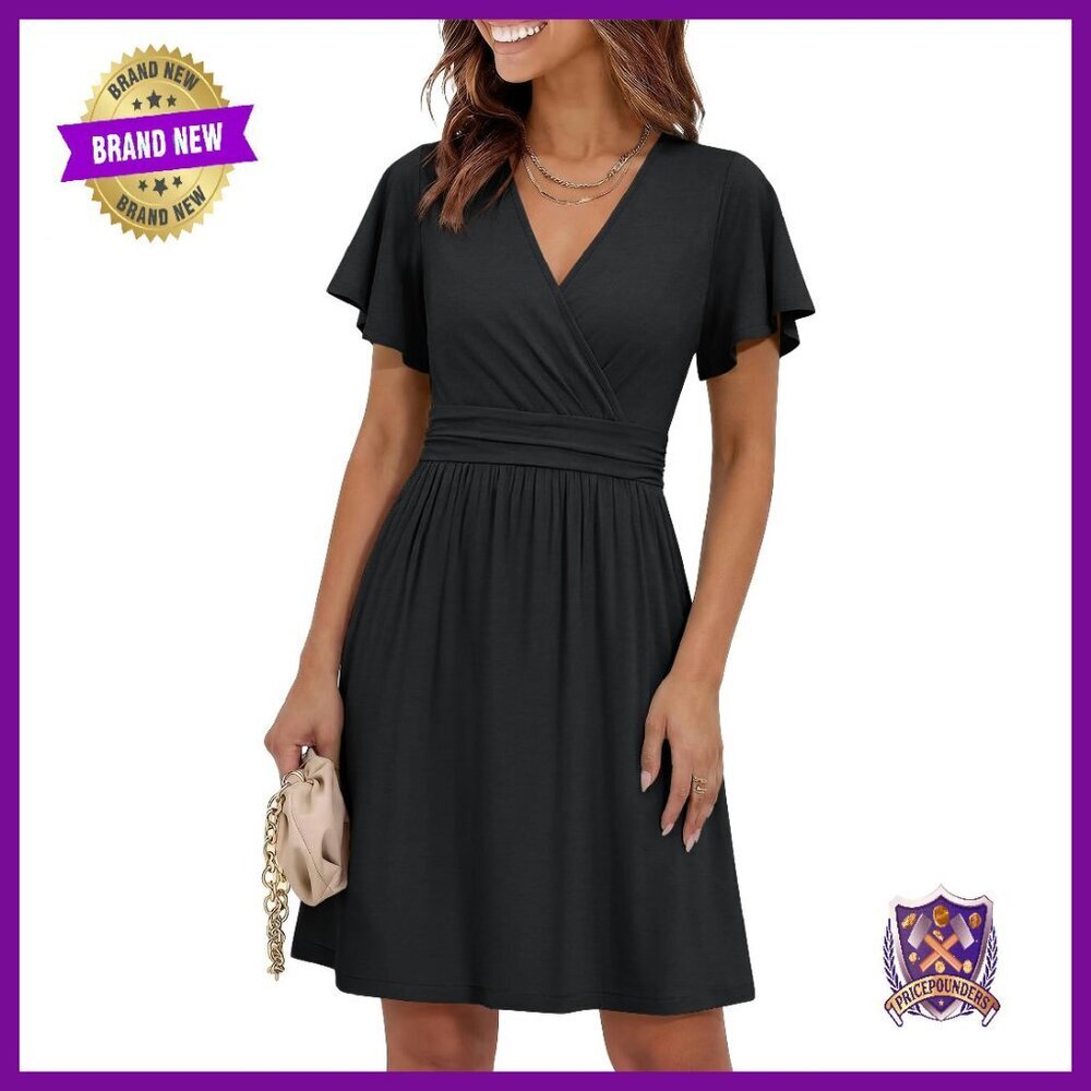 Floral Wrap V-Neck Summer Dress with Pockets - Casual Beach Wedding Guest